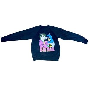 Vintage Batman Joker Kids Graphic Sweatshirt Boys Girls Size 10 12 SSI Black